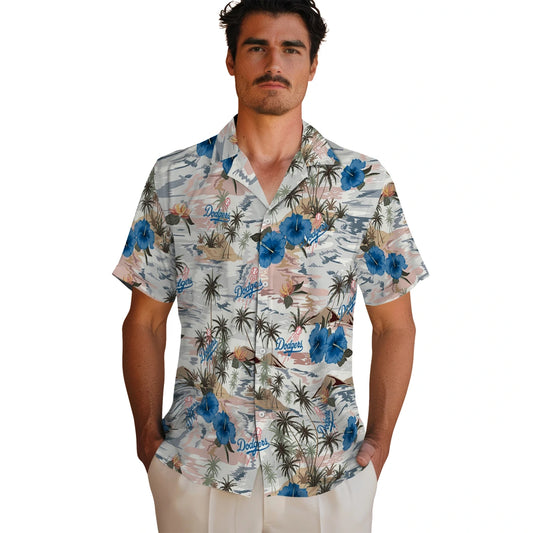 Los Angeles Dodgers Hawaiian Shirt - Hibiscus Seaside | Moonbestprint