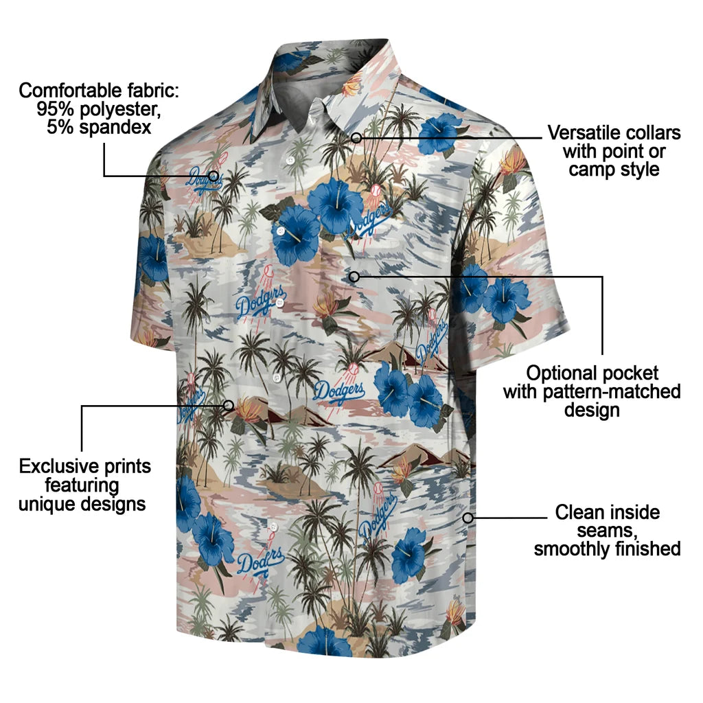 Los Angeles Dodgers Hawaiian Shirt - Hibiscus Seaside | Moonbestprint