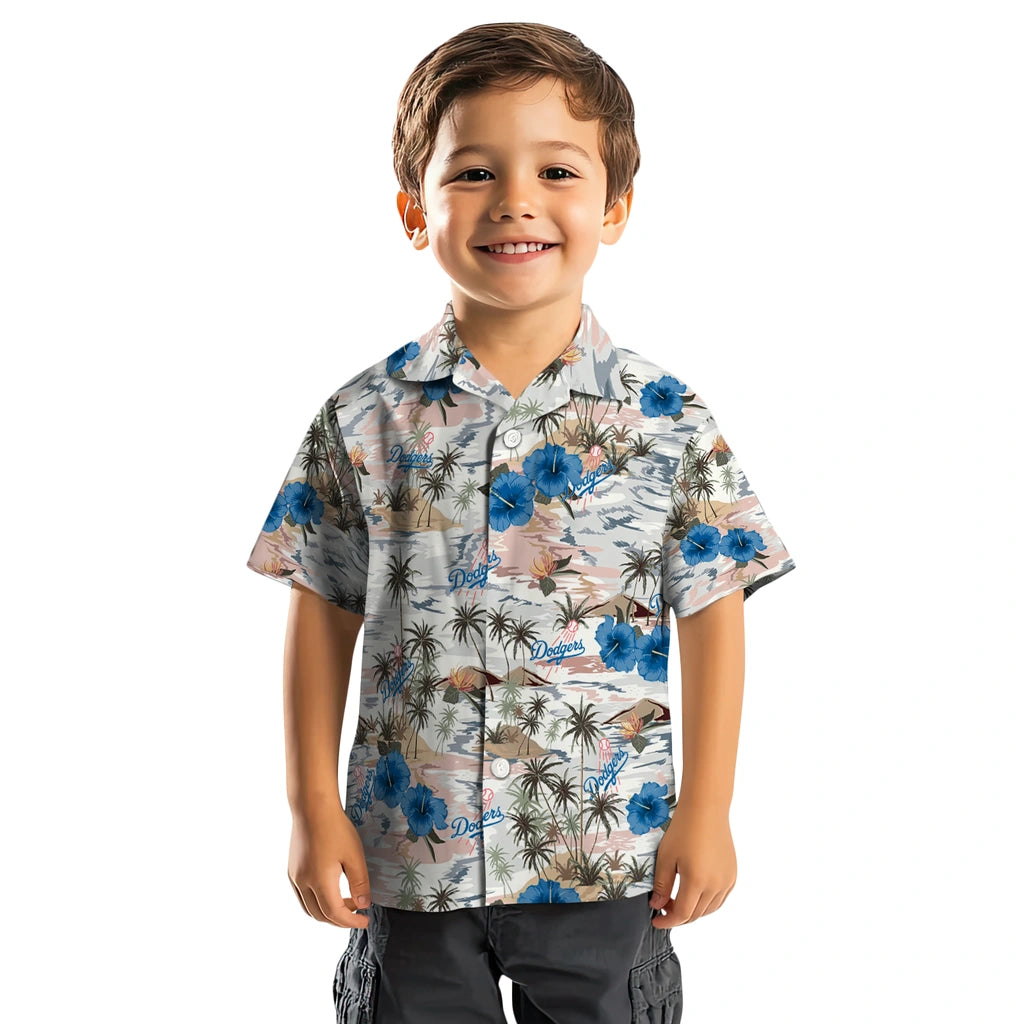 Los Angeles Dodgers Hawaiian Shirt - Hibiscus Seaside | Moonbestprint