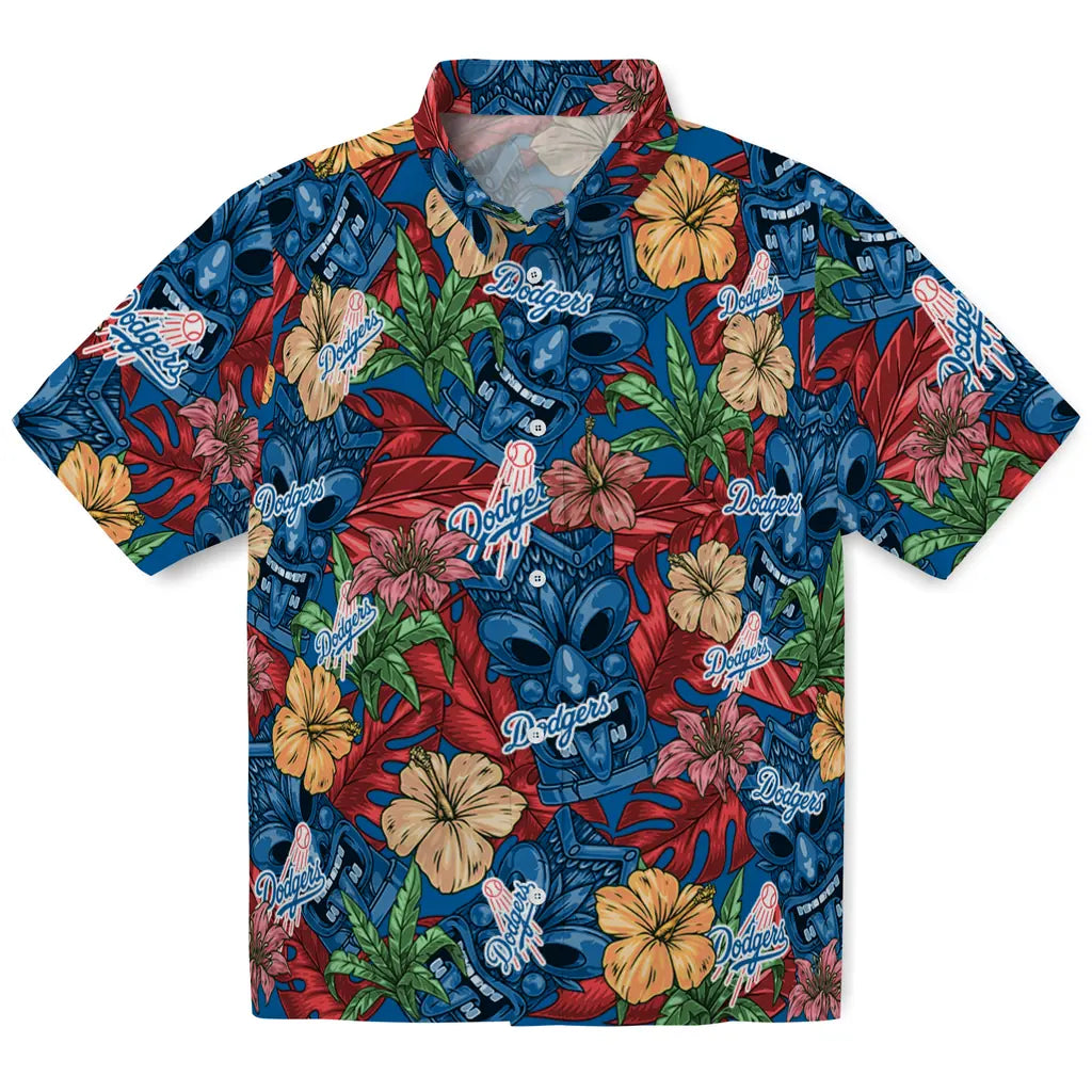 Los Angeles Dodgers Hawaiian Shirt - Hibiscus Tiki Jungle | Moonbestprint