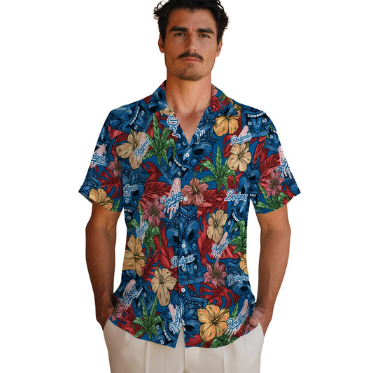 Los Angeles Dodgers Hawaiian Shirt - Hibiscus Tiki Jungle | Moonbestprint