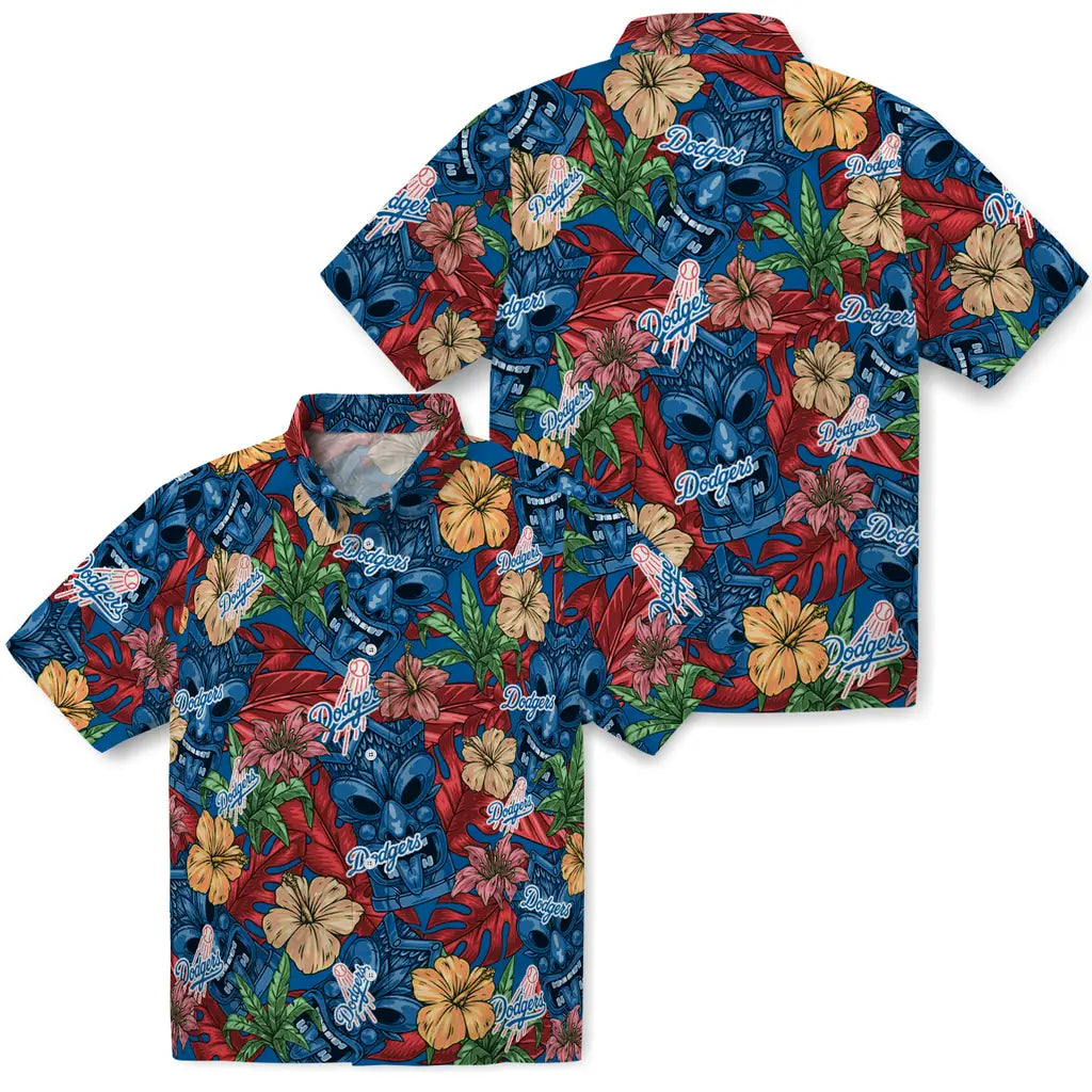 Los Angeles Dodgers Hawaiian Shirt - Hibiscus Tiki Jungle | Moonbestprint