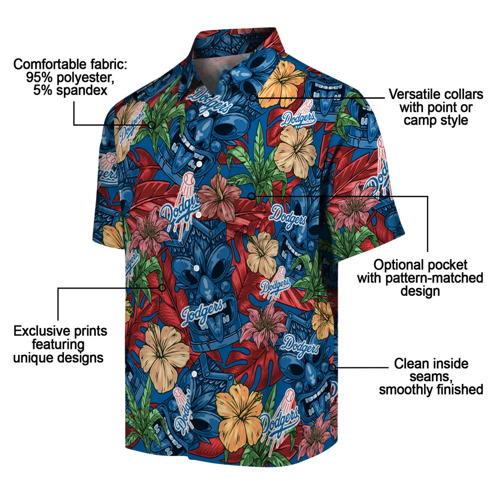 Los Angeles Dodgers Hawaiian Shirt - Hibiscus Tiki Jungle | Moonbestprint