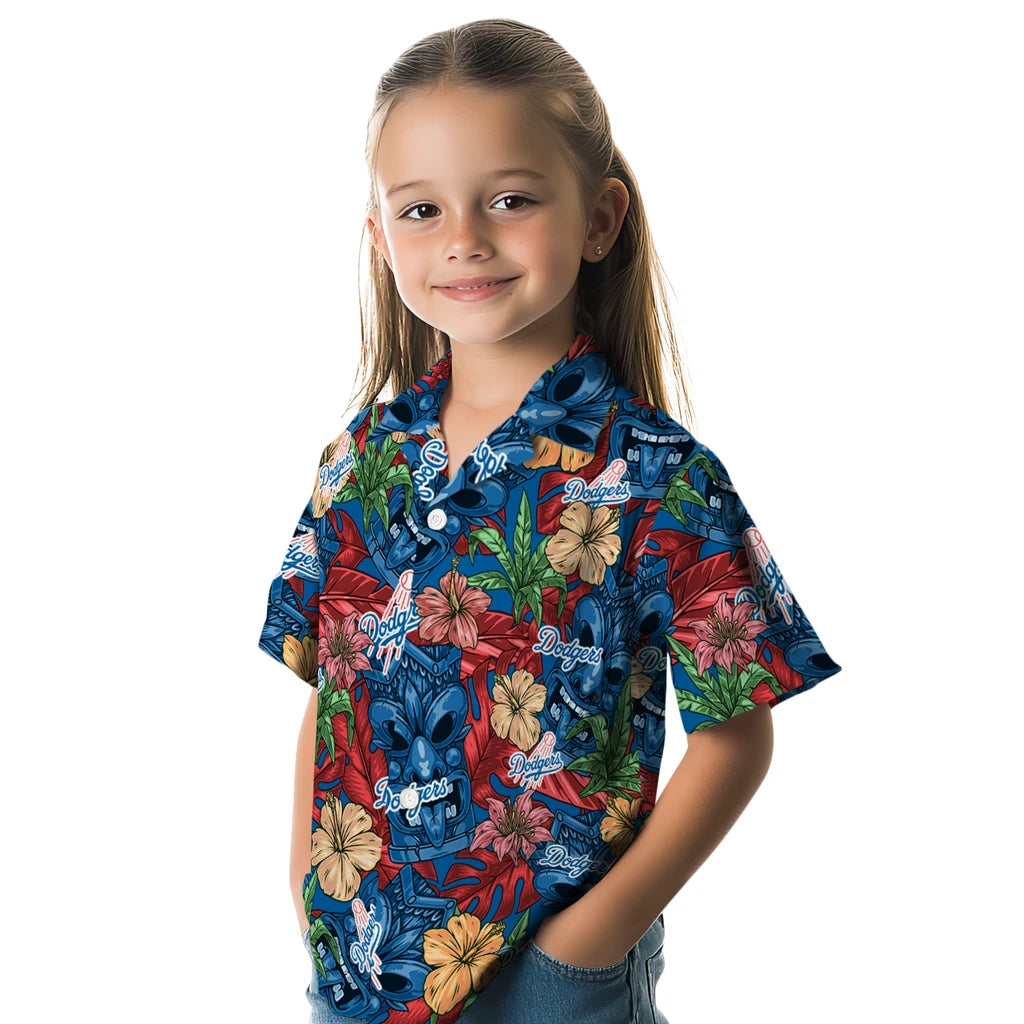 Los Angeles Dodgers Hawaiian Shirt - Hibiscus Tiki Jungle | Moonbestprint