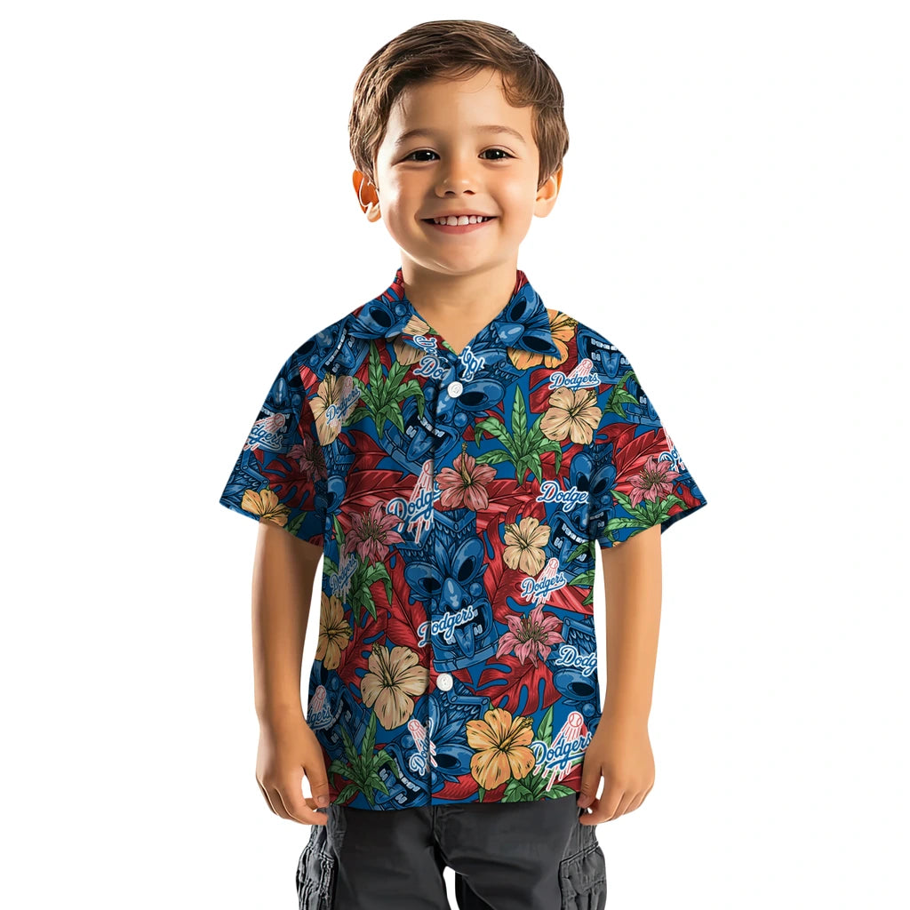 Los Angeles Dodgers Hawaiian Shirt - Hibiscus Tiki Jungle | Moonbestprint
