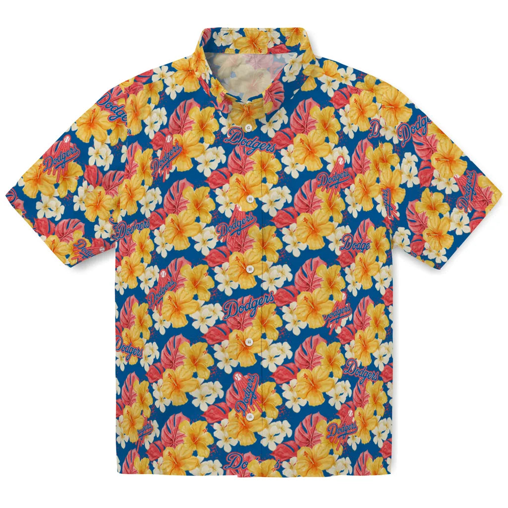 Los Angeles Dodgers Hawaiian Shirt - Hibiscus Tropics | Moonbestprint