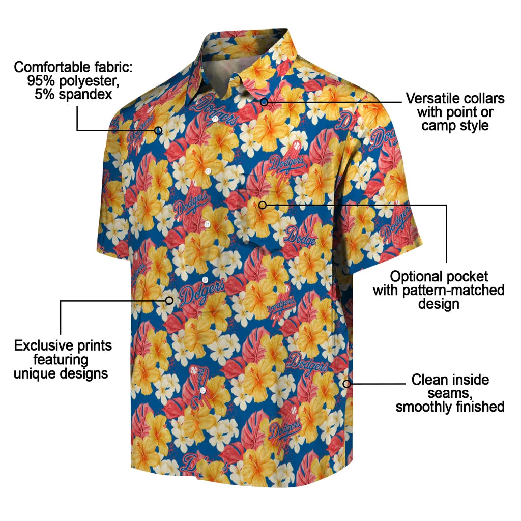 Los Angeles Dodgers Hawaiian Shirt - Hibiscus Tropics | Moonbestprint