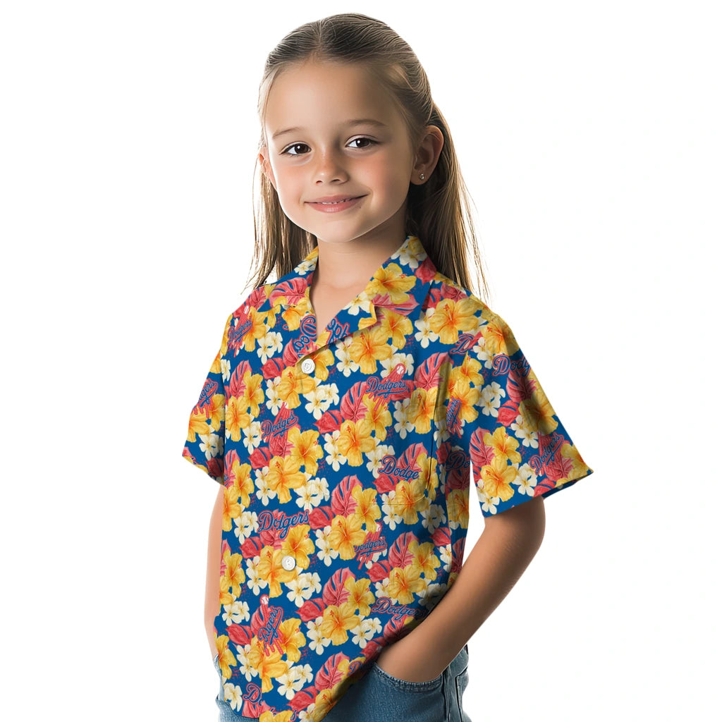Los Angeles Dodgers Hawaiian Shirt - Hibiscus Tropics | Moonbestprint