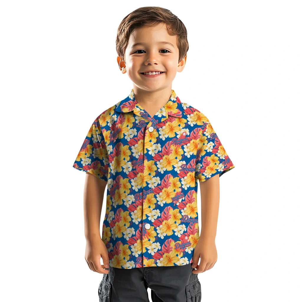 Los Angeles Dodgers Hawaiian Shirt - Hibiscus Tropics | Moonbestprint