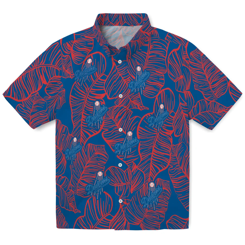 Los Angeles Dodgers Hawaiian Shirt - Leaf Outline | Moonbestprint