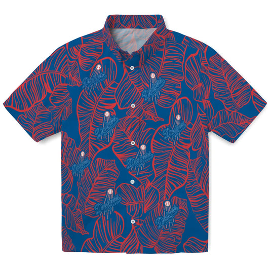 Los Angeles Dodgers Hawaiian Shirt - Leaf Outline | Moonbestprint