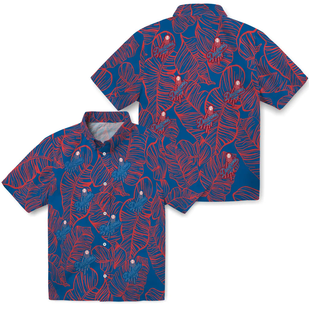 Los Angeles Dodgers Hawaiian Shirt - Leaf Outline | Moonbestprint