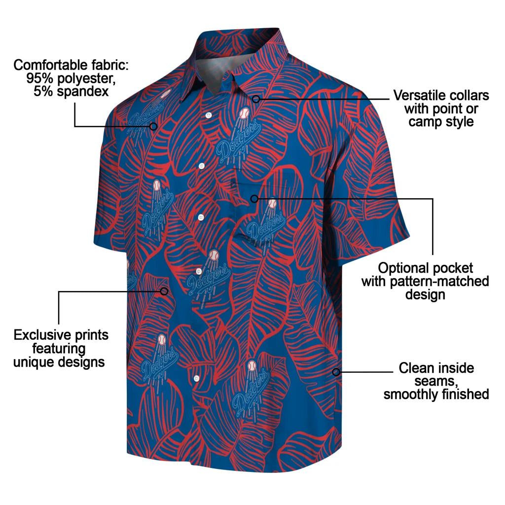 Los Angeles Dodgers Hawaiian Shirt - Leaf Outline | Moonbestprint