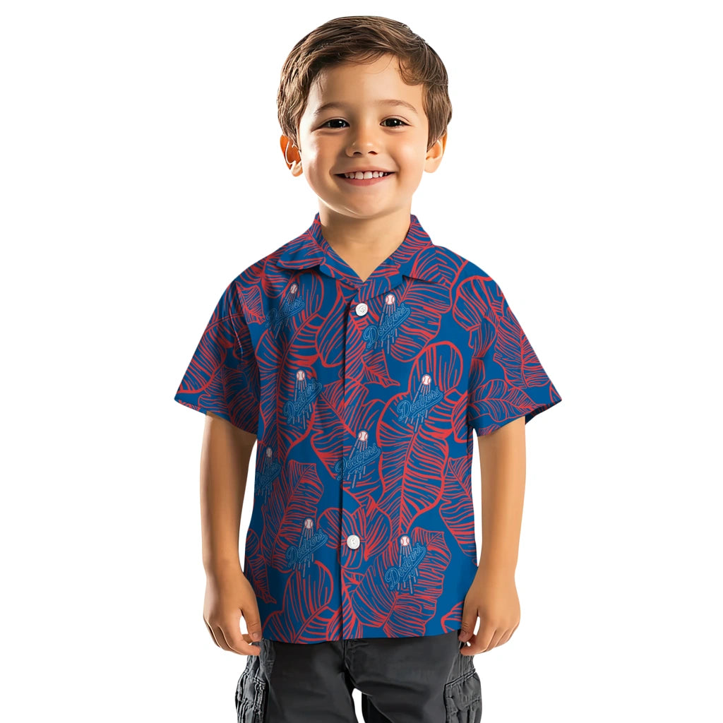 Los Angeles Dodgers Hawaiian Shirt - Leaf Outline | Moonbestprint
