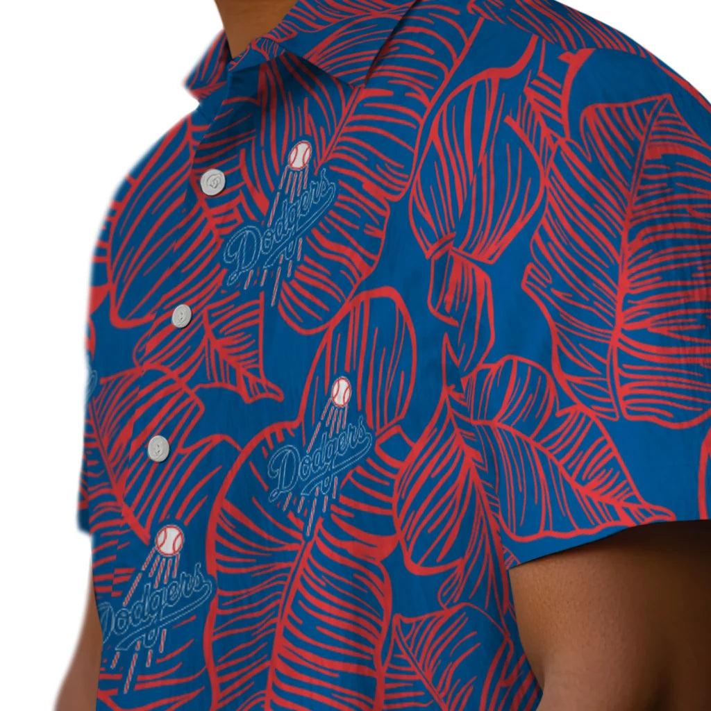 Los Angeles Dodgers Hawaiian Shirt - Leaf Outline | Moonbestprint