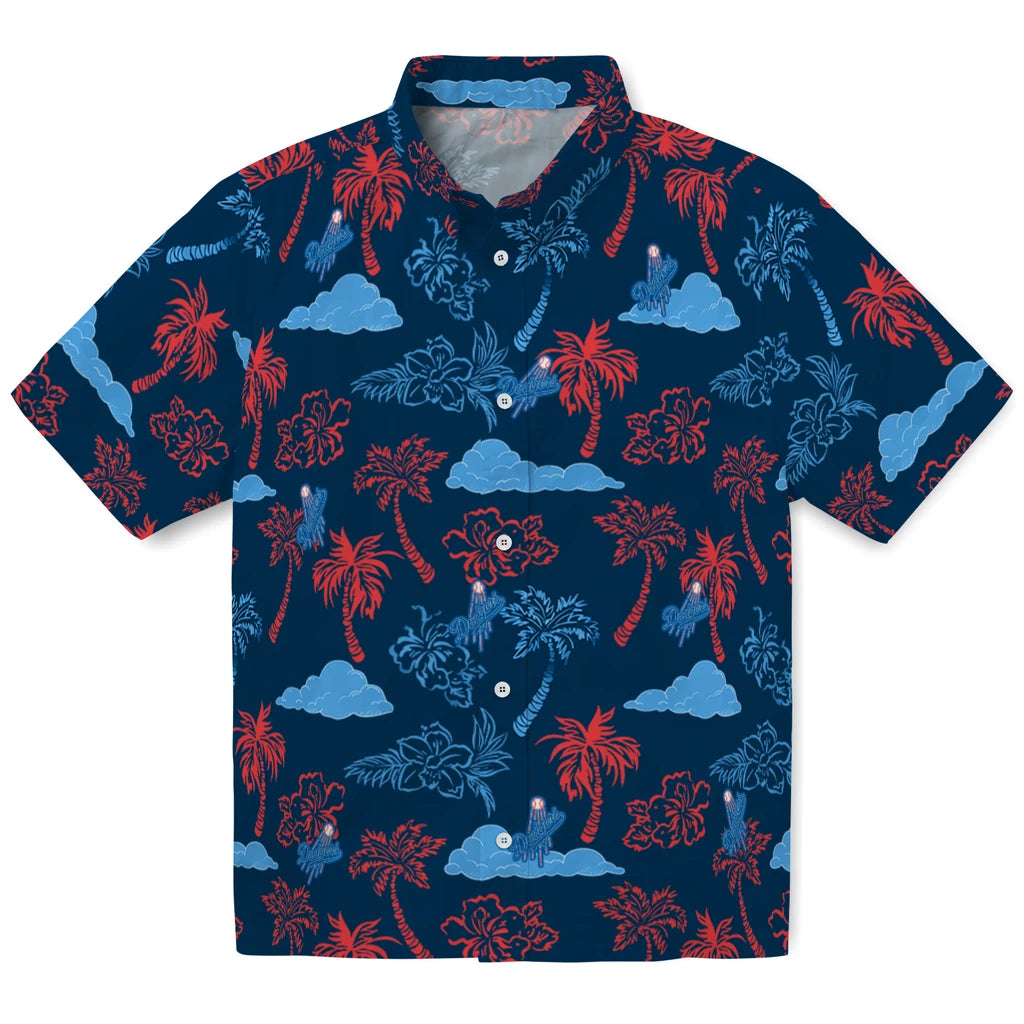 Los Angeles Dodgers Hawaiian Shirt - Palm And Clouds | Moonbestprint