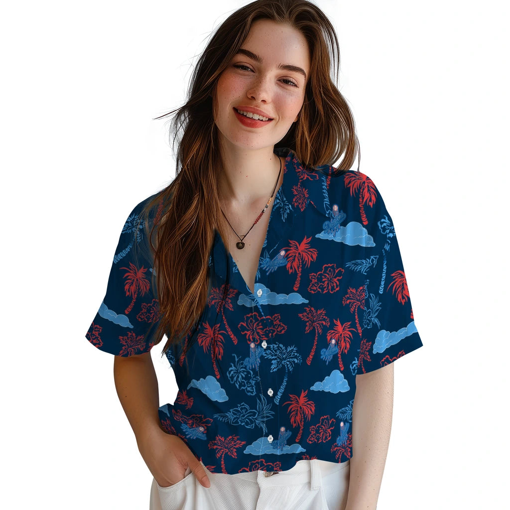 Los Angeles Dodgers Hawaiian Shirt - Palm And Clouds | Moonbestprint