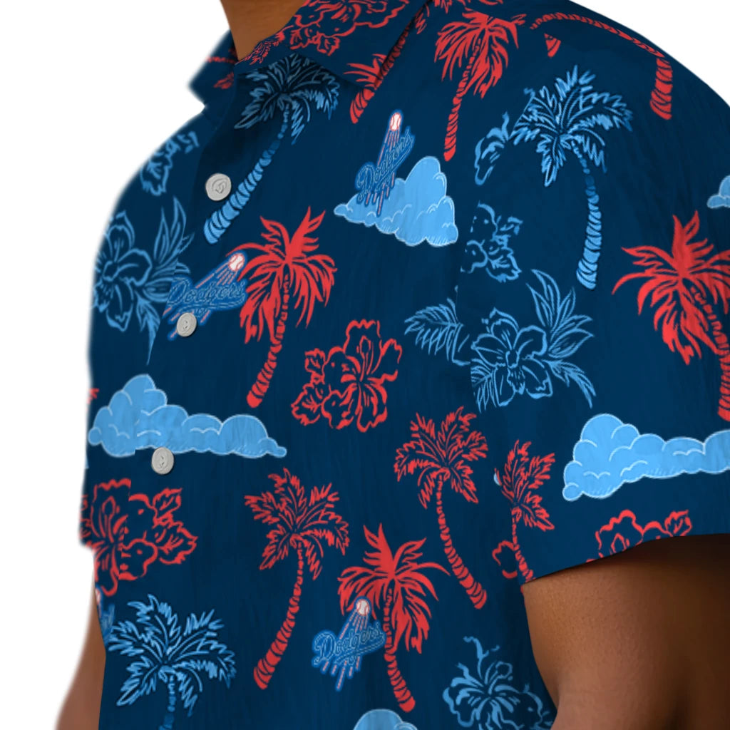 Los Angeles Dodgers Hawaiian Shirt - Palm And Clouds | Moonbestprint