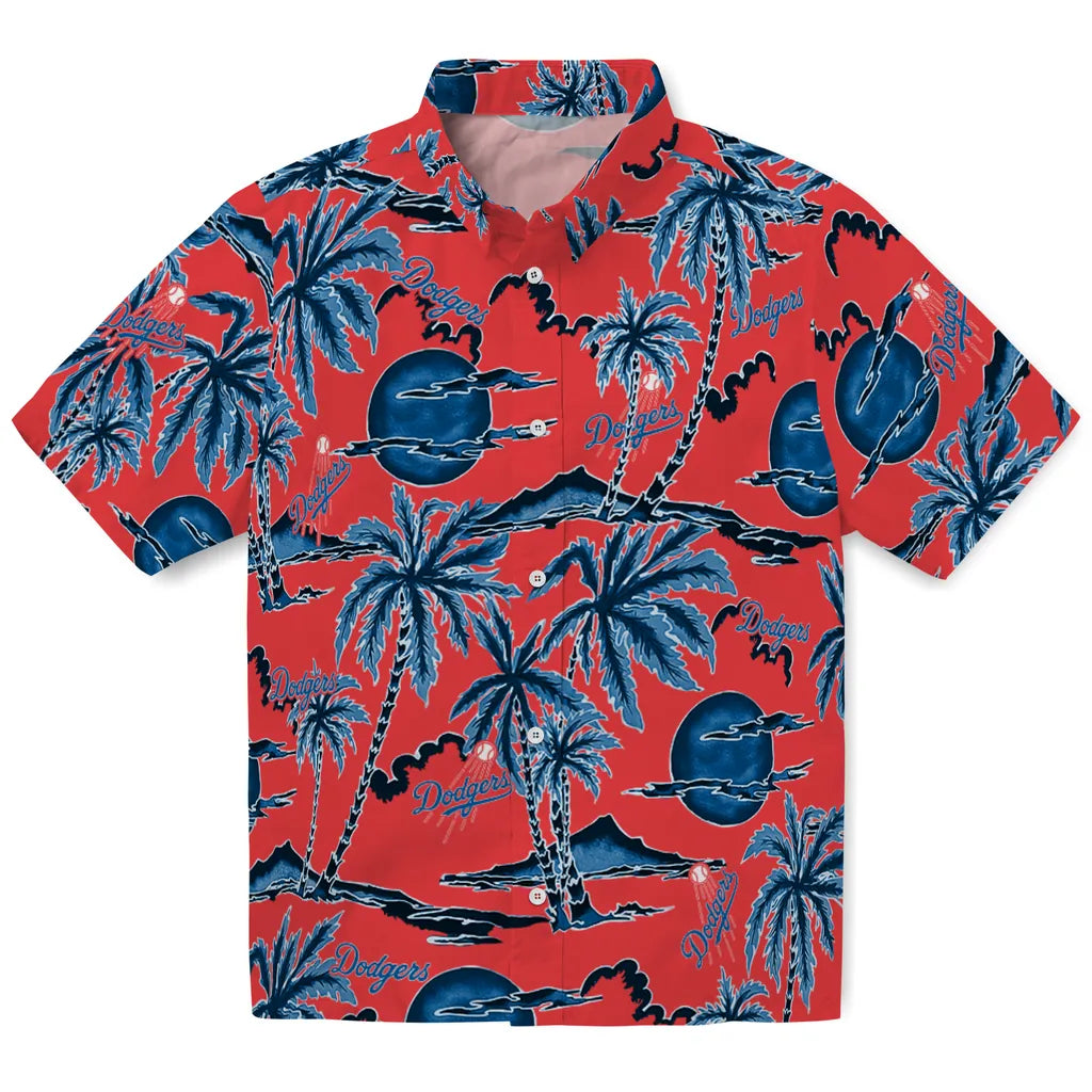 Los Angeles Dodgers Hawaiian Shirt - Palm Sunset | Moonbestprint