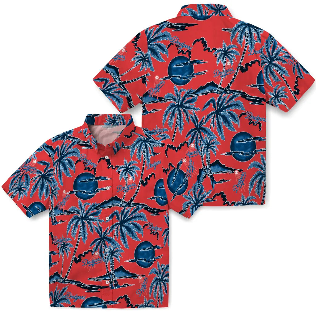 Los Angeles Dodgers Hawaiian Shirt - Palm Sunset | Moonbestprint