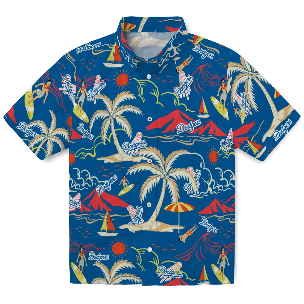 Los Angeles Dodgers Hawaiian Shirt - Palm Tree Island | Moonbestprint