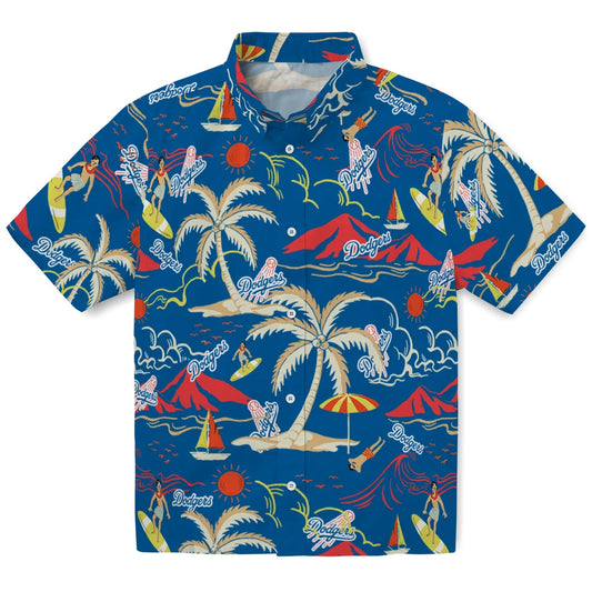 Los Angeles Dodgers Hawaiian Shirt - Palm Tree Island | Moonbestprint