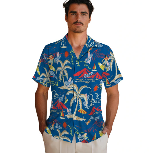 Los Angeles Dodgers Hawaiian Shirt - Palm Tree Island | Moonbestprint