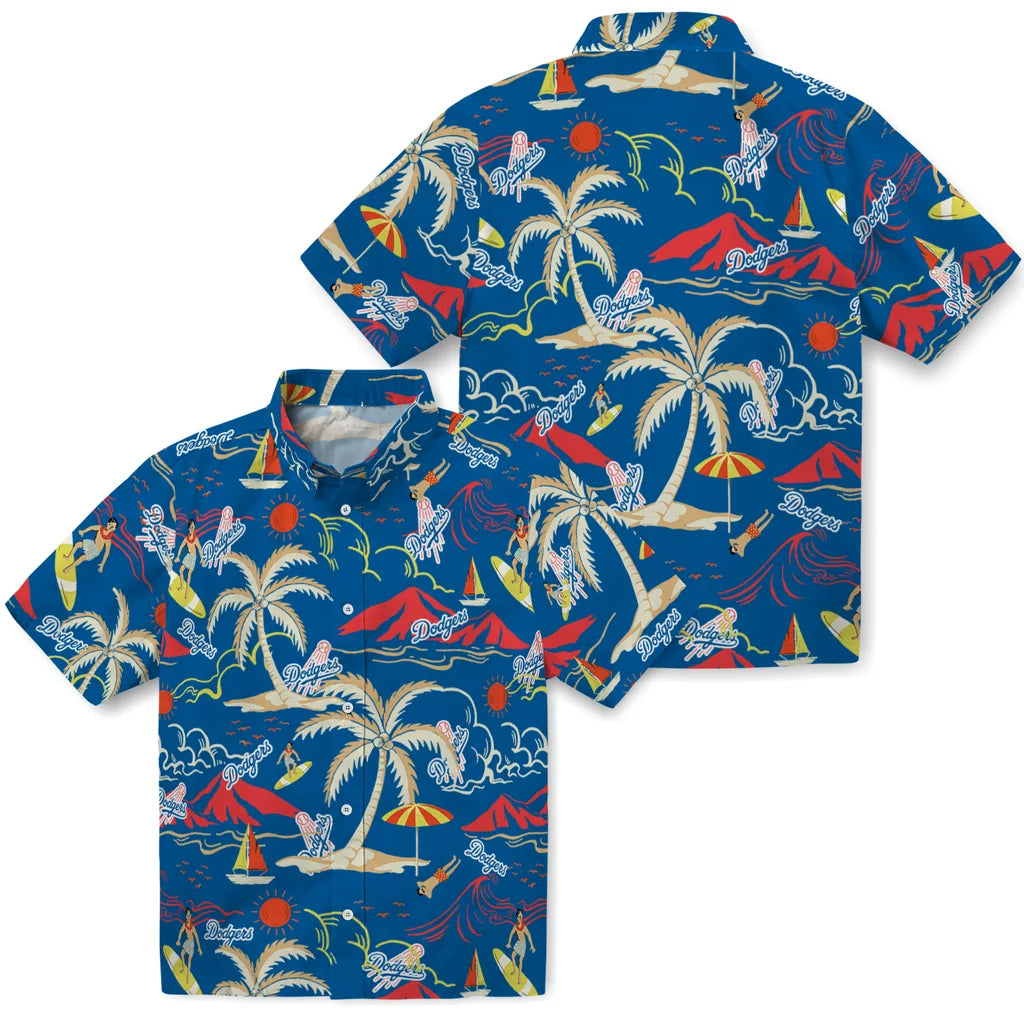 Los Angeles Dodgers Hawaiian Shirt - Palm Tree Island | Moonbestprint