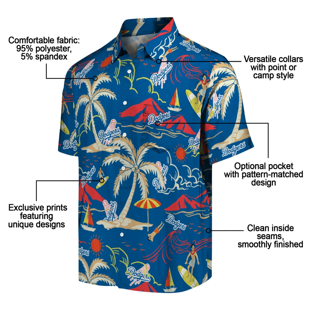Los Angeles Dodgers Hawaiian Shirt - Palm Tree Island | Moonbestprint