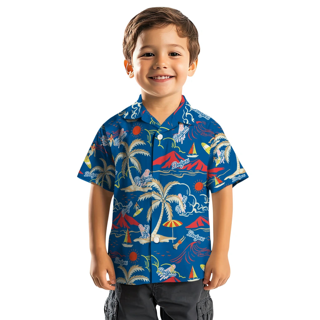 Los Angeles Dodgers Hawaiian Shirt - Palm Tree Island | Moonbestprint