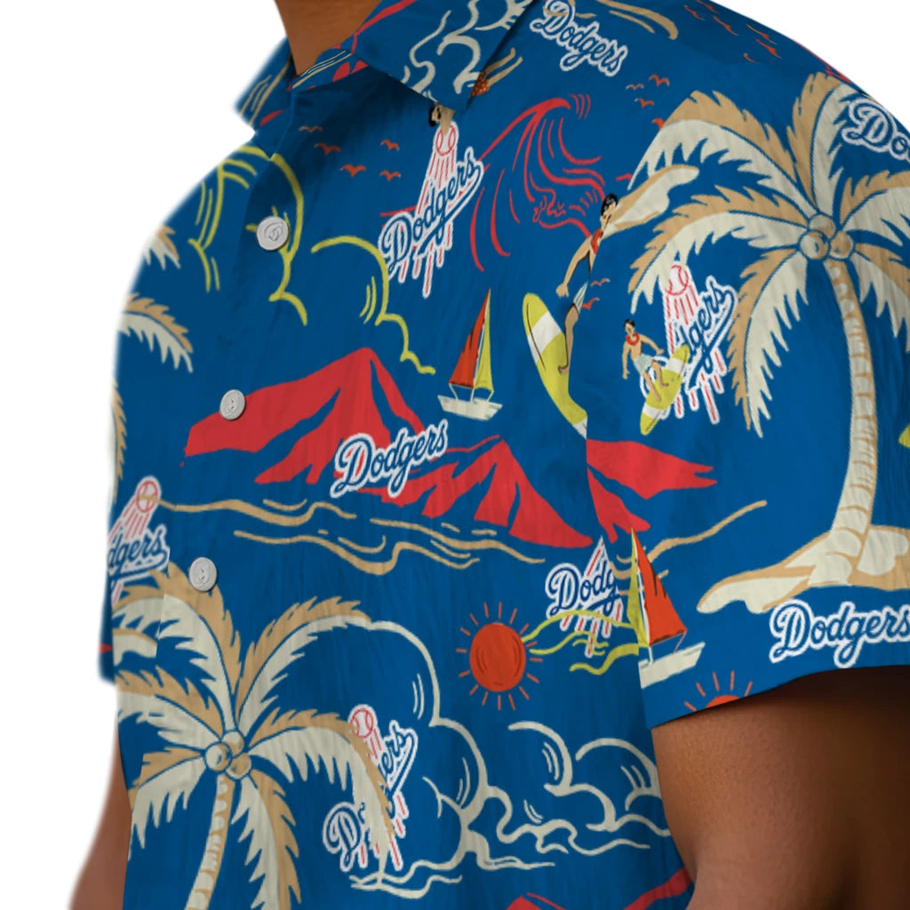 Los Angeles Dodgers Hawaiian Shirt - Palm Tree Island | Moonbestprint