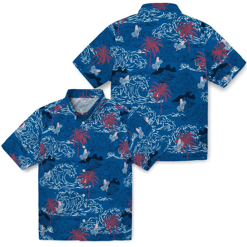 Los Angeles Dodgers Hawaiian Shirt - Wave Palm | Moonbestprint