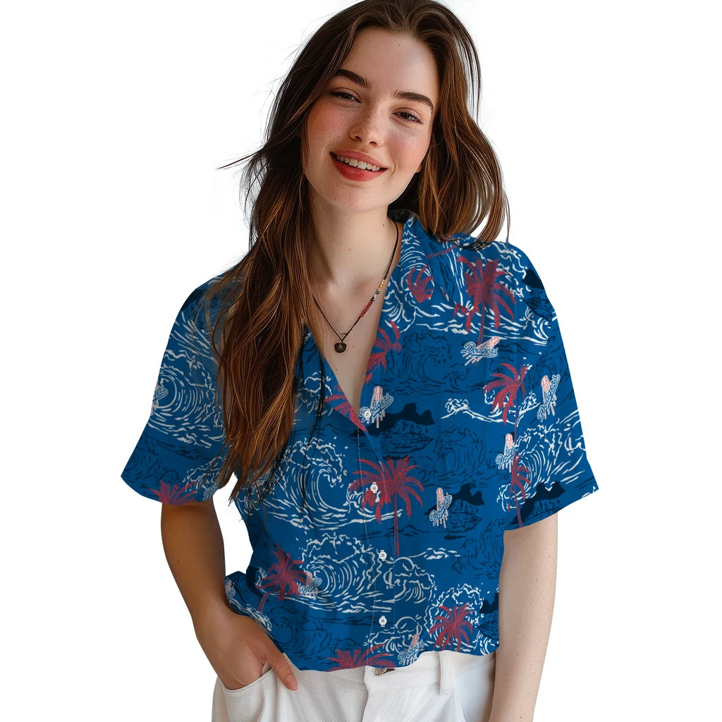 Los Angeles Dodgers Hawaiian Shirt - Wave Palm | Moonbestprint