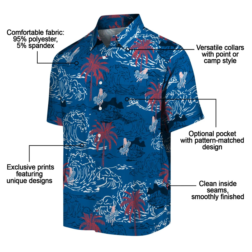 Los Angeles Dodgers Hawaiian Shirt - Wave Palm | Moonbestprint