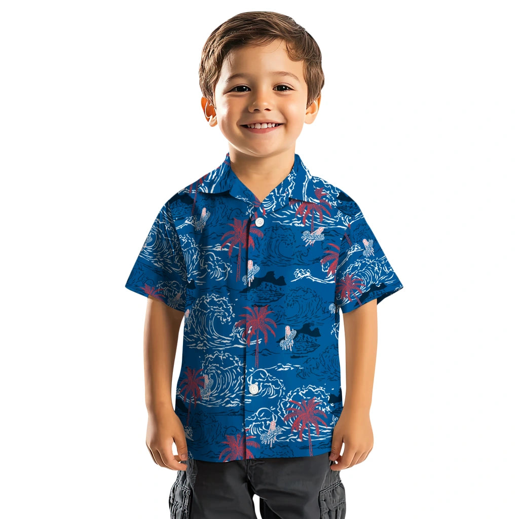 Los Angeles Dodgers Hawaiian Shirt - Wave Palm | Moonbestprint