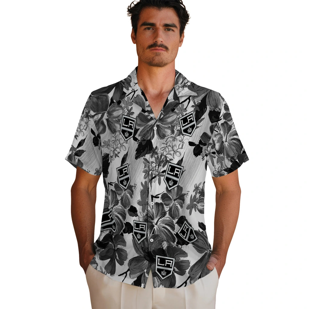 Los Angeles Kings Hawaiian Shirt - Hibiscus Arrangement | Moonbestprint