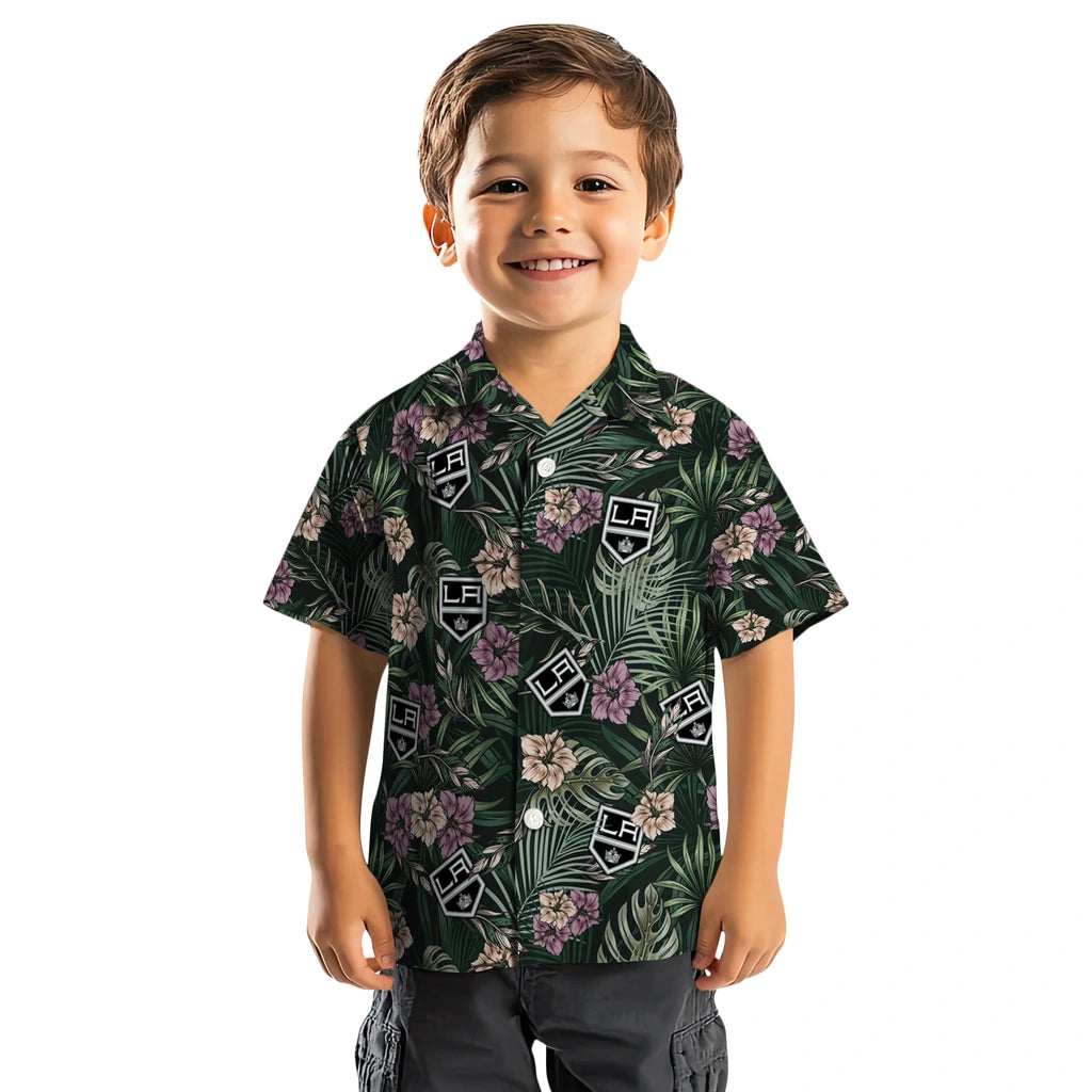 Los Angeles Kings Hawaiian Shirt - Hibiscus Leaves Pattern | Moonbestprint