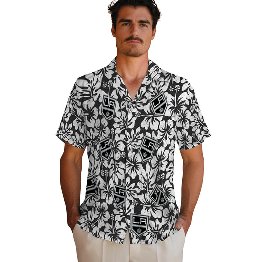 Los Angeles Kings Hawaiian Shirt - Hibiscus Motif | Moonbestprint
