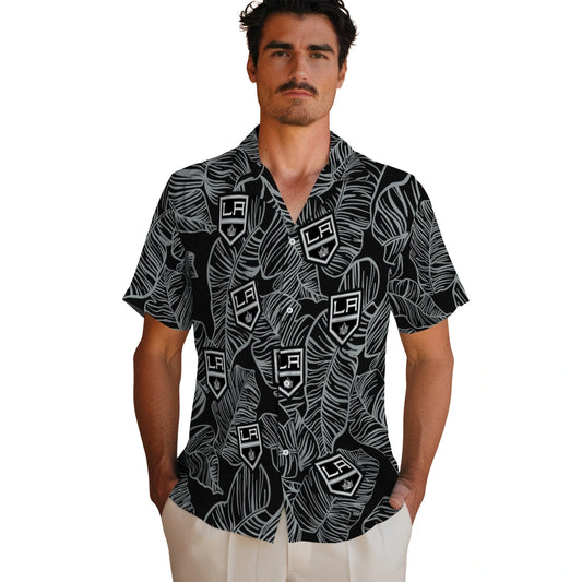 Los Angeles Kings Hawaiian Shirt - Leaf Outline | Moonbestprint