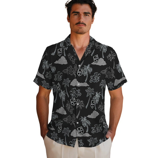 Los Angeles Kings Hawaiian Shirt - Palm And Clouds | Moonbestprint