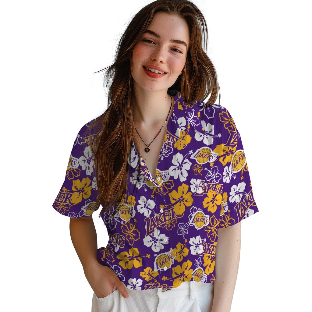 Los Angeles Lakers Hibiscus Bloom Hawaiian Shirt – Moonbestprint