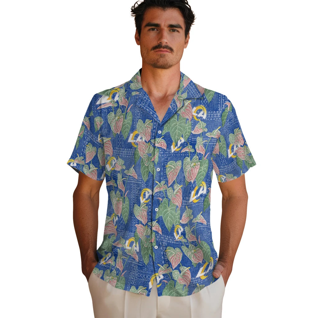 Los Angeles Rams Hawaiian Shirt - Anthurium Overlay | Moonbestprint