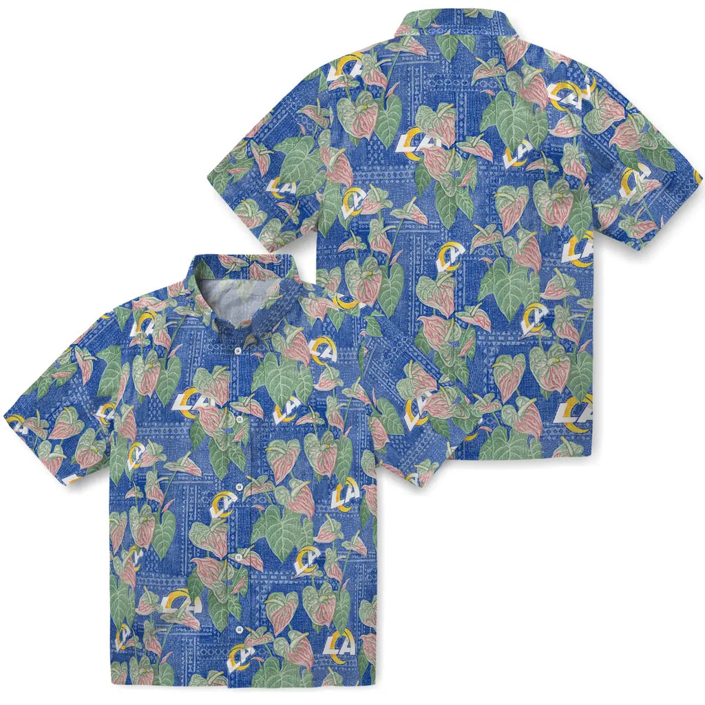 Los Angeles Rams Hawaiian Shirt - Anthurium Overlay | Moonbestprint
