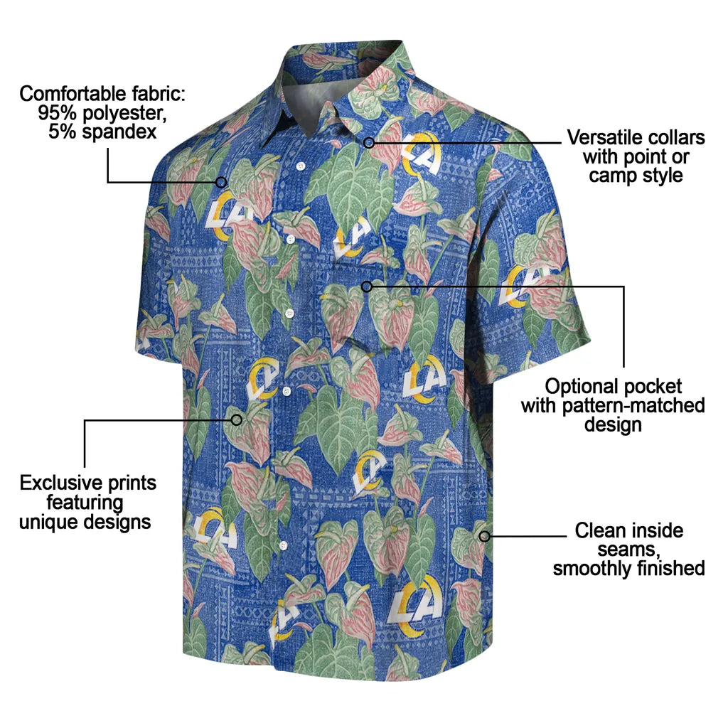 Los Angeles Rams Hawaiian Shirt - Anthurium Overlay | Moonbestprint