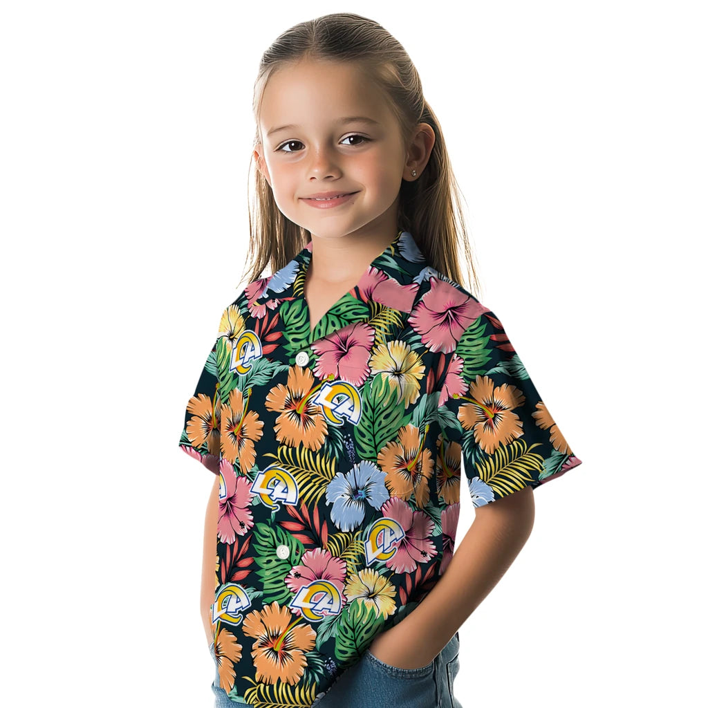 Los Angeles Rams Hawaiian Shirt - Brilliant Hibiscus Garden | Moonbestprint