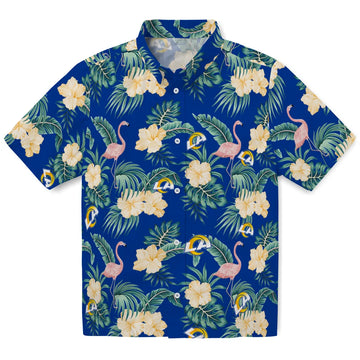 Los Angeles Rams Hawaiian Shirt - Flamingo and Hibiscus | Moonbestprint