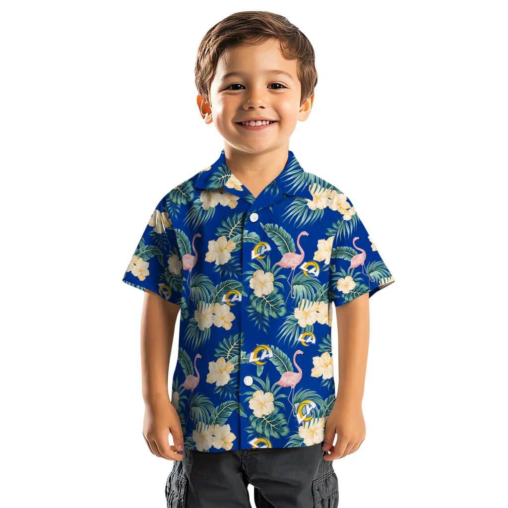 Los Angeles Rams Hawaiian Shirt - Flamingo and Hibiscus | Moonbestprint