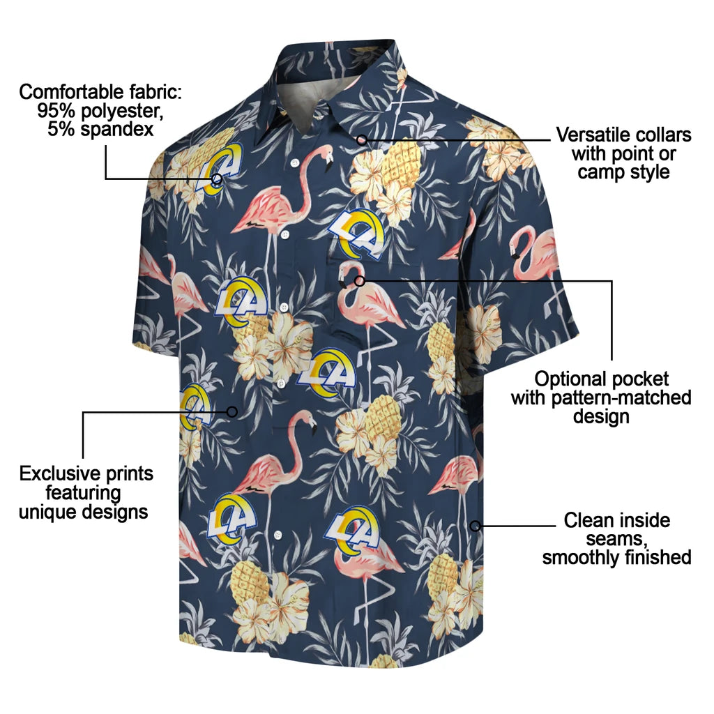 Los Angeles Rams Hawaiian Shirt - Flamingo Hibiscus | Moonbestprint