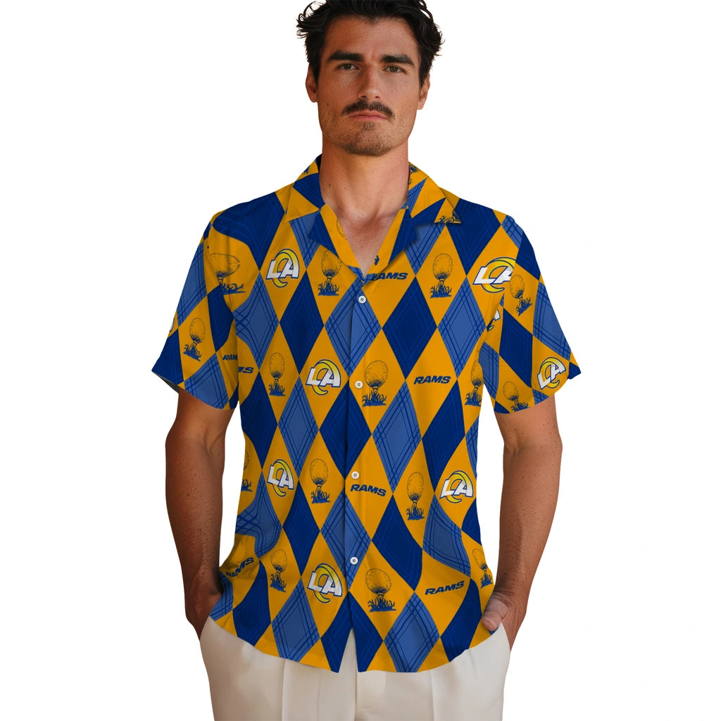 Los Angeles Rams Hawaiian Shirt - Golfing Plaid | Moonbestprint