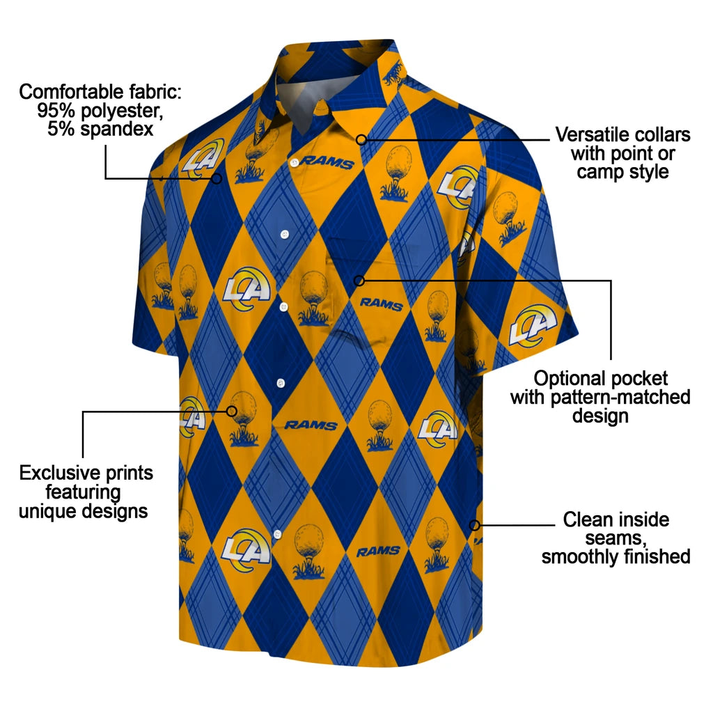 Los Angeles Rams Hawaiian Shirt - Golfing Plaid | Moonbestprint